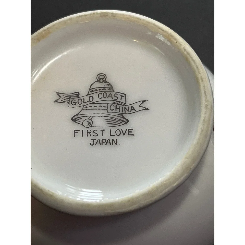 Gold Coast China First Love Creamer and Sugar Bowl Set White Rose Platinum Trim